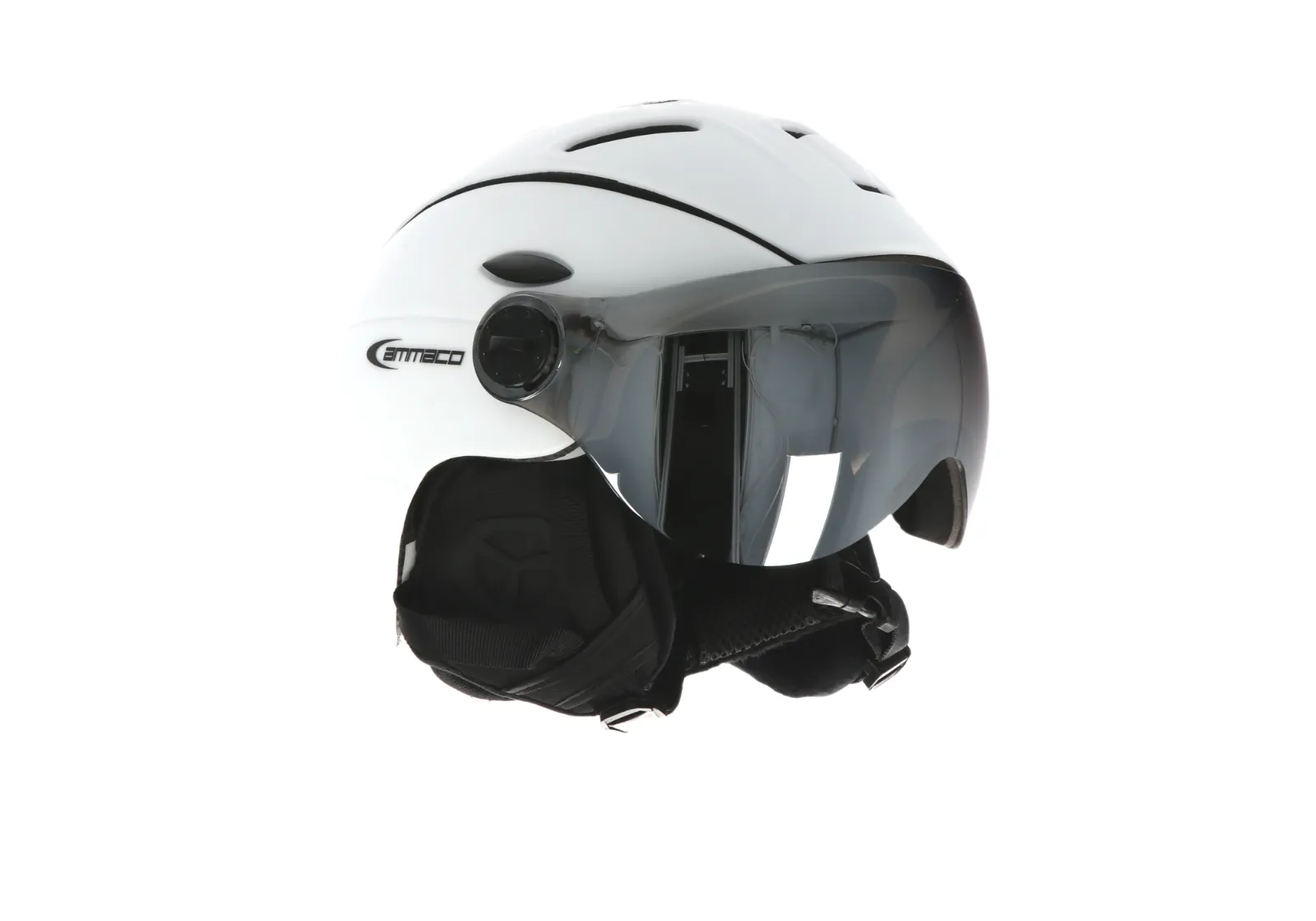 Ammaco 12 Vent Visor Ski Helmet White With Fidlock Magnetic Clasp