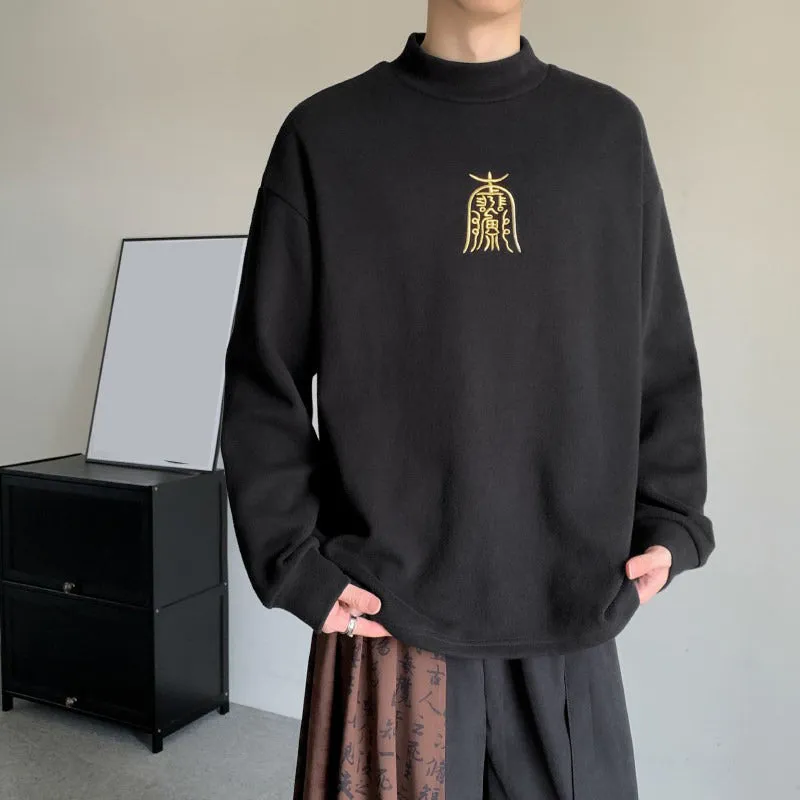 Ancient Chimes Embroidered High Collar Sweatshirt