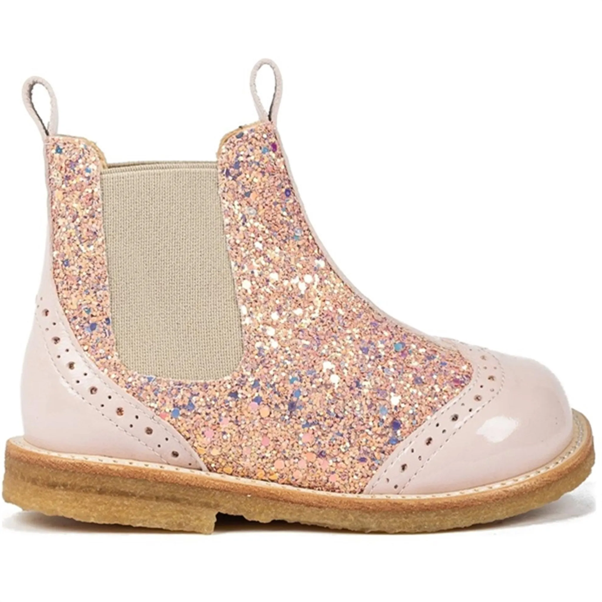 Angulus Chelsea Støvle Pale Rose/Rose Glitter/Beige Elastic