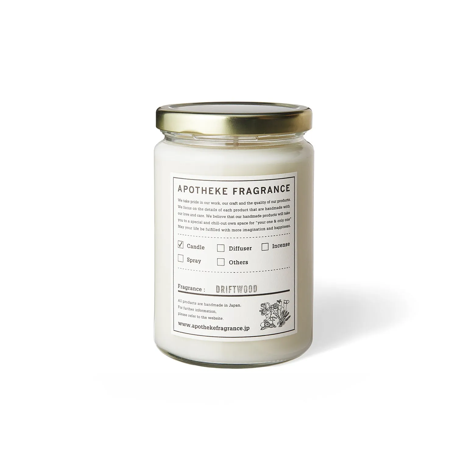 Apotheke Fragrance Glass Jar Candle "Driftwood"