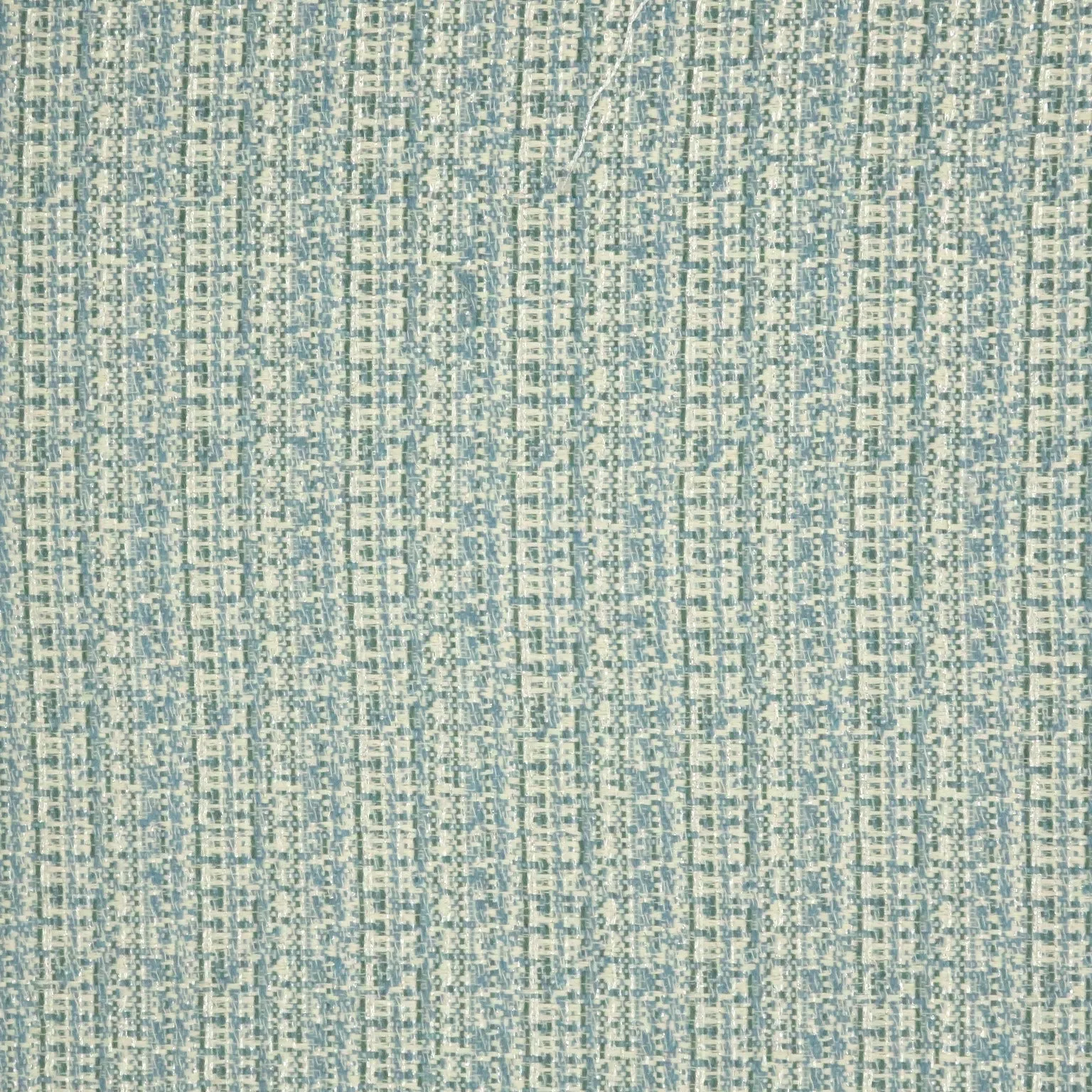 Aqua and Ivory Abstract Texture Threaded Tweed Boucle