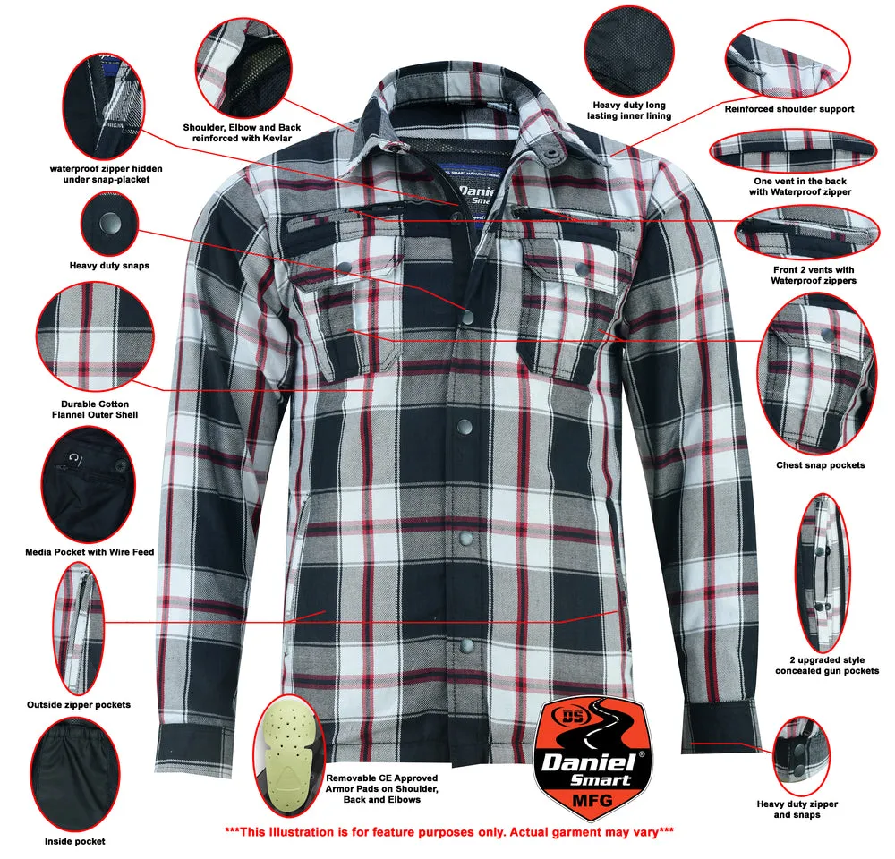 Armored Flannel Shirt - Black, White & Red