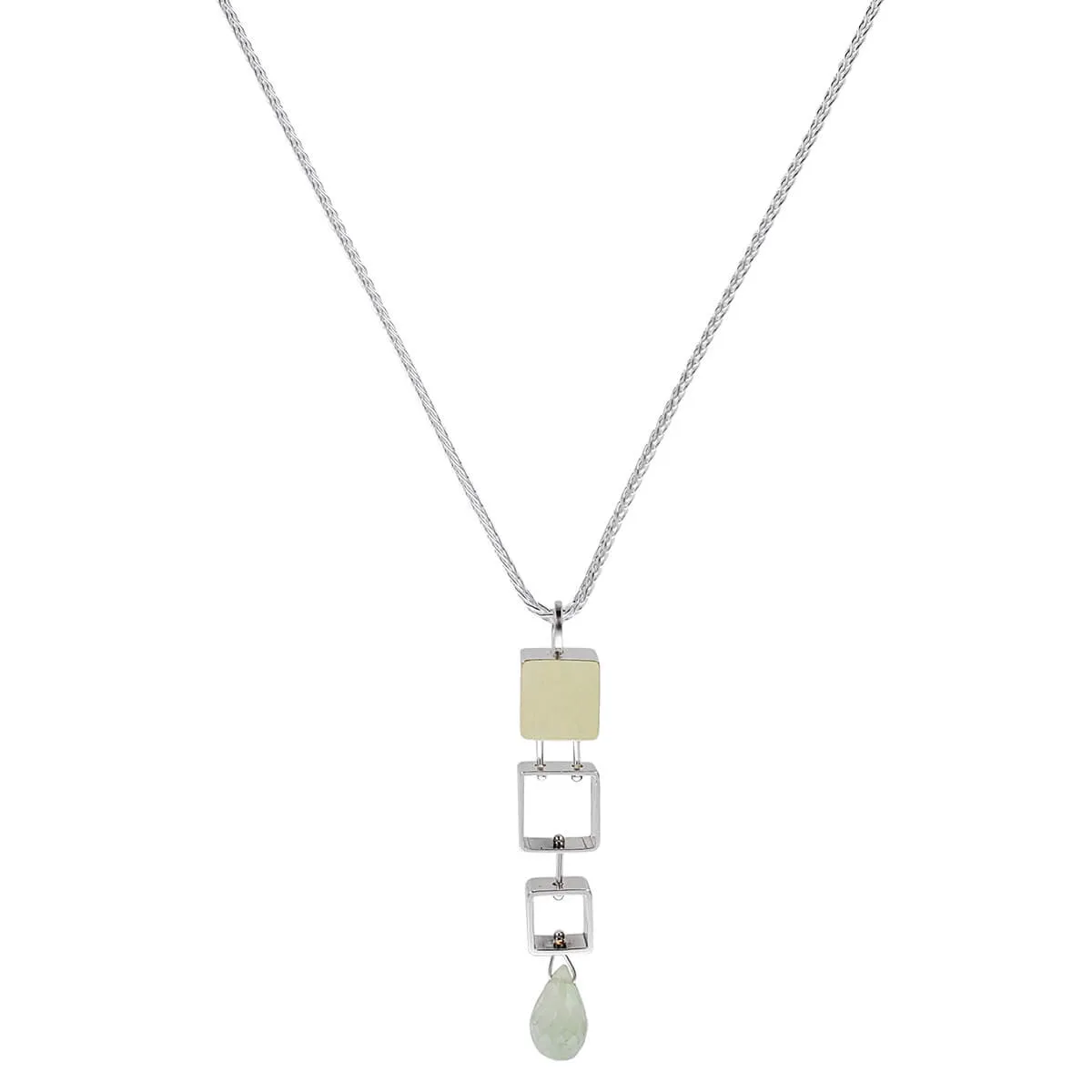 Ashka Dymel Tumbling Mini Square Briolette Drop Necklace