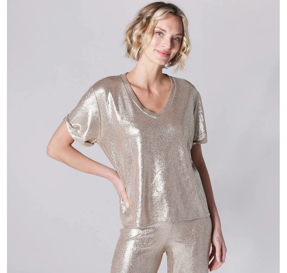 Astrid Starstruck V-Neck Top in Gold