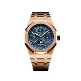 Audemars Piguet Royal Oak Perpetual Calendar 26574OR.OO.1220OR.02 Rose Gold Blue Dial