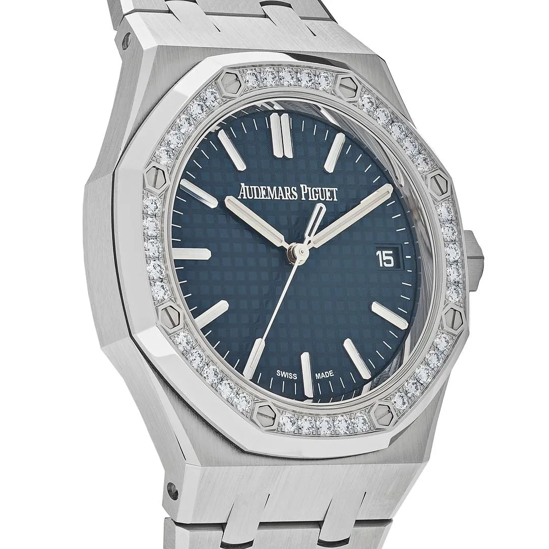 Audemars Piguet Royal Oak Selfwinding 15551ST.ZZ.1356ST.02 "50th Anniversary" Blue Dial Diamond Bezel