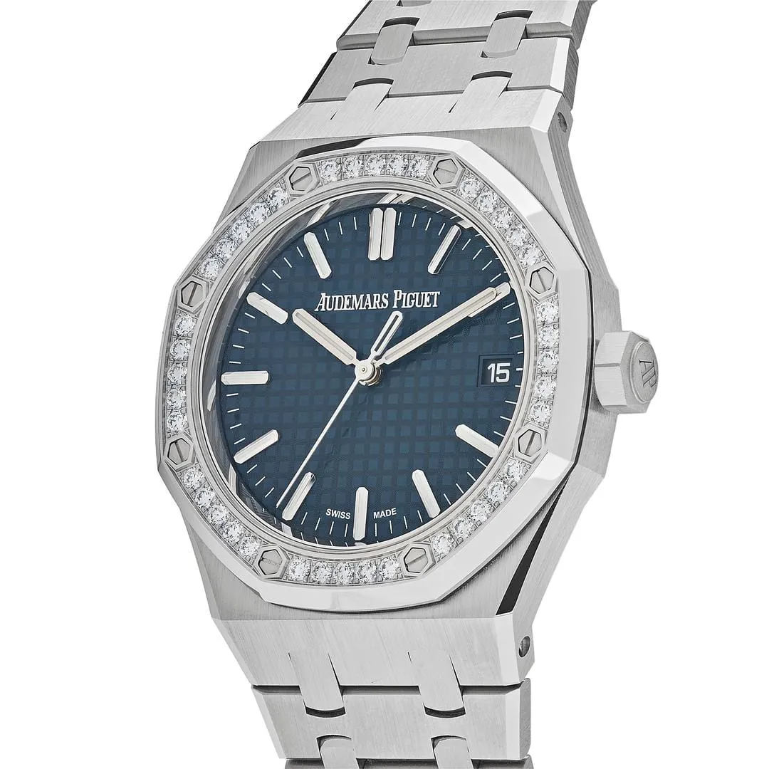 Audemars Piguet Royal Oak Selfwinding 15551ST.ZZ.1356ST.02 "50th Anniversary" Blue Dial Diamond Bezel