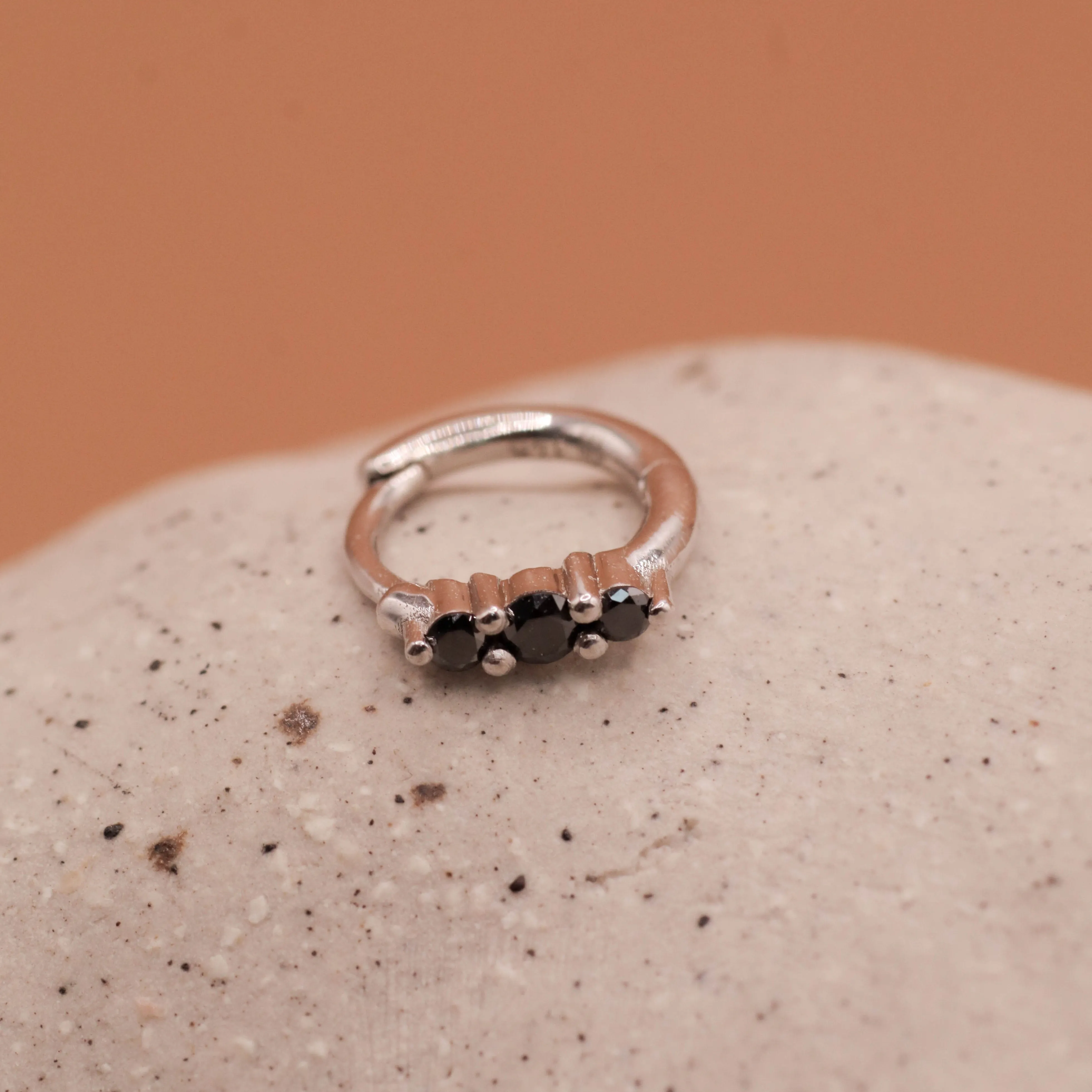 Audrey Mini Hoop Earring with Black Diamonds