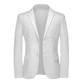 Autumn White Casual Luxurious Double Layer Jacquard Blazer for Men