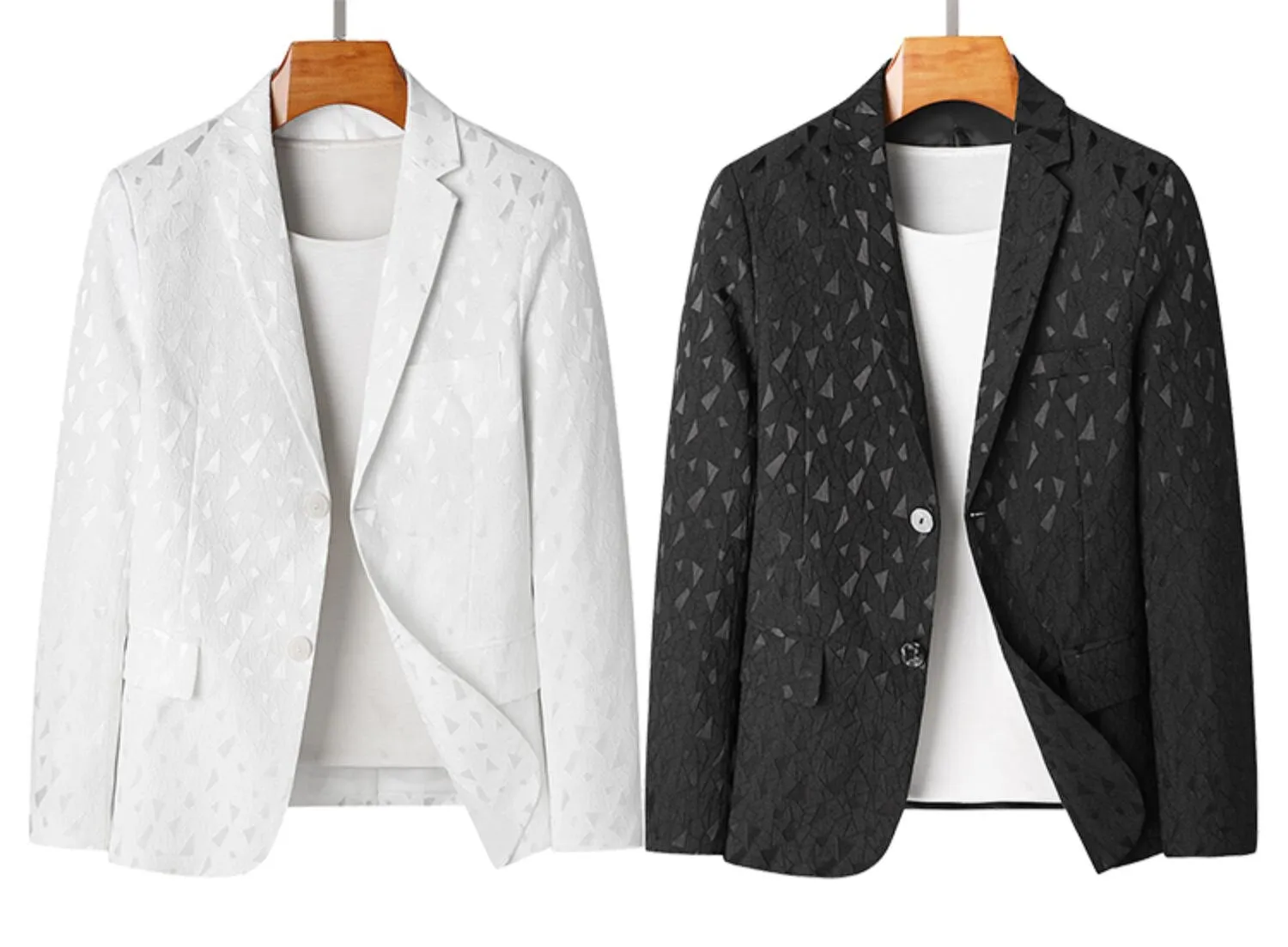 Autumn White Casual Luxurious Double Layer Jacquard Blazer for Men