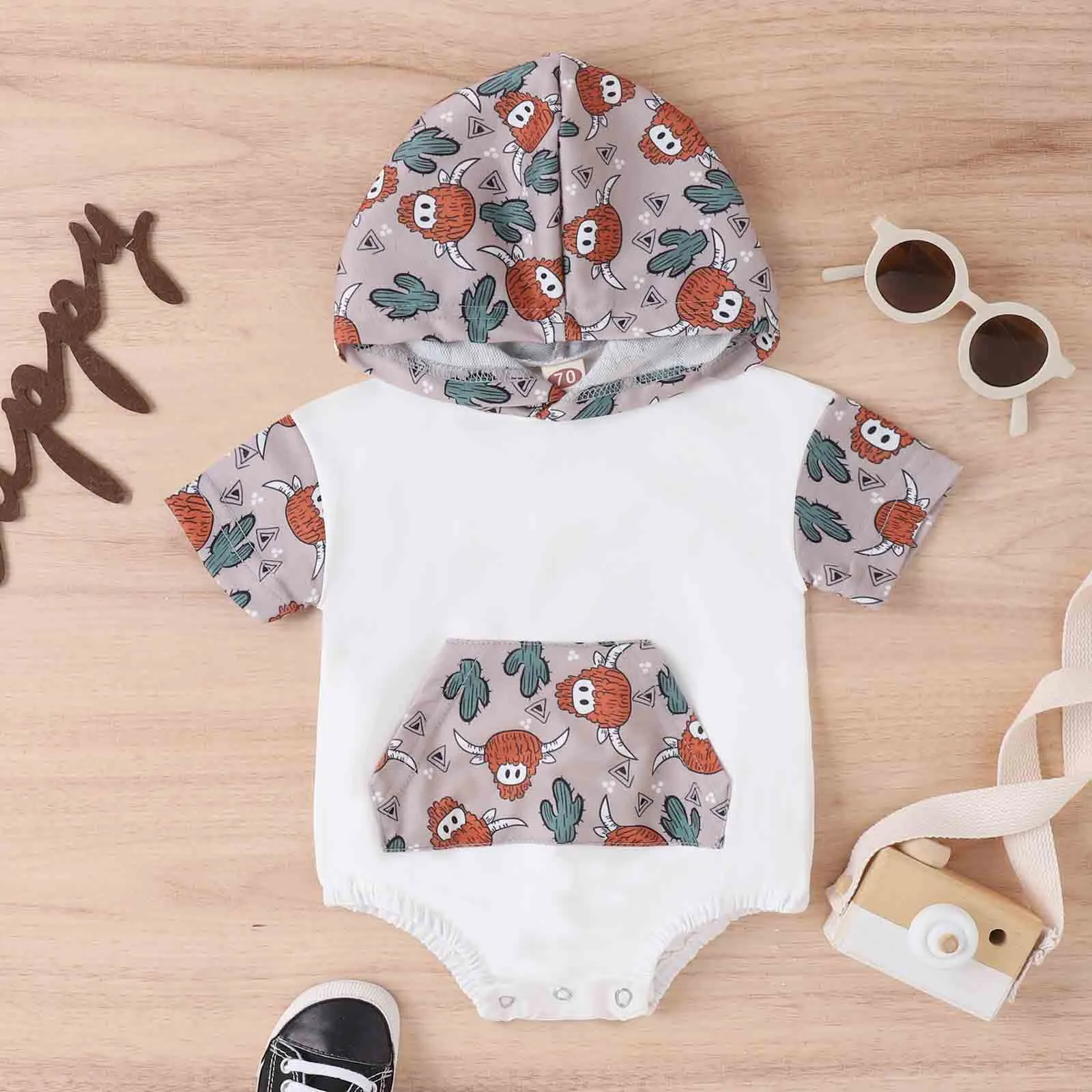 Baby Boy Cowboy Hooded Romper