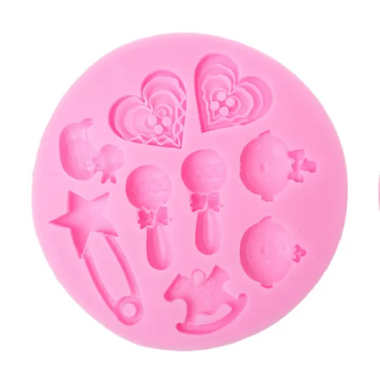 BABY LOVE Resin Mold, Silicone Mold to make shaped cabochons, kawaii, reusable, 3-1/4 mold makes 9 different shapes, tol0826