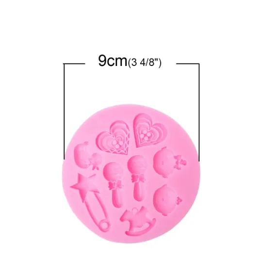 BABY LOVE Resin Mold, Silicone Mold to make shaped cabochons, kawaii, reusable, 3-1/4 mold makes 9 different shapes, tol0826