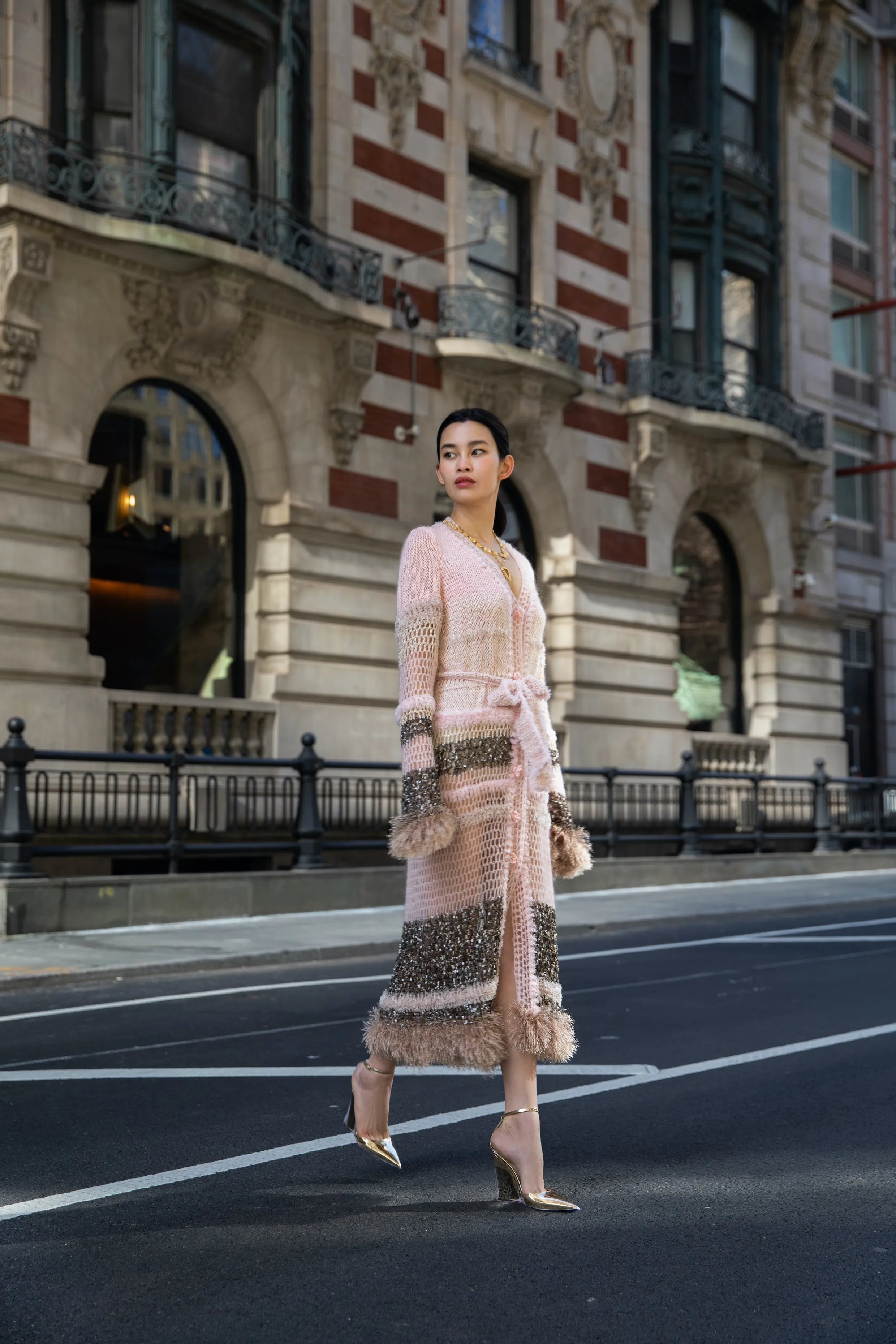 Baby Pink Handmade Knit Cardigan-Dress