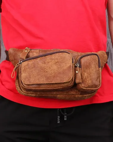 Badass Leather Fanny Pack Men's Brown Hip Bag Bum Bag Waist Bag For Men