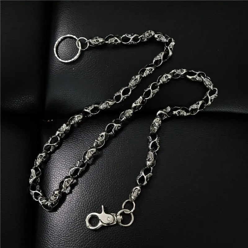 Badass Men's Silver Skull Long Punk Pants Chain Biker Wallet Chain For Men