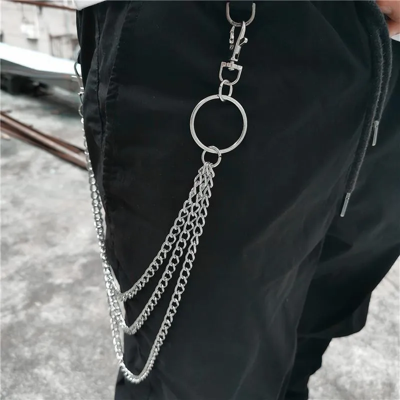 Badass Punk Mens Long Three Layer jeans chain jean chain Pants Chain Wallet Chain For Men