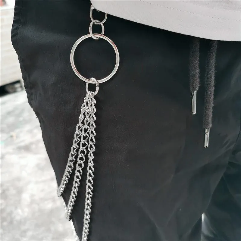 Badass Punk Mens Long Three Layer jeans chain jean chain Pants Chain Wallet Chain For Men