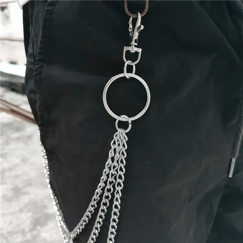 Badass Punk Mens Long Three Layer jeans chain jean chain Pants Chain Wallet Chain For Men