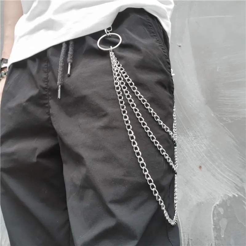 Badass Punk Mens Long Three Layer jeans chain jean chain Pants Chain Wallet Chain For Men