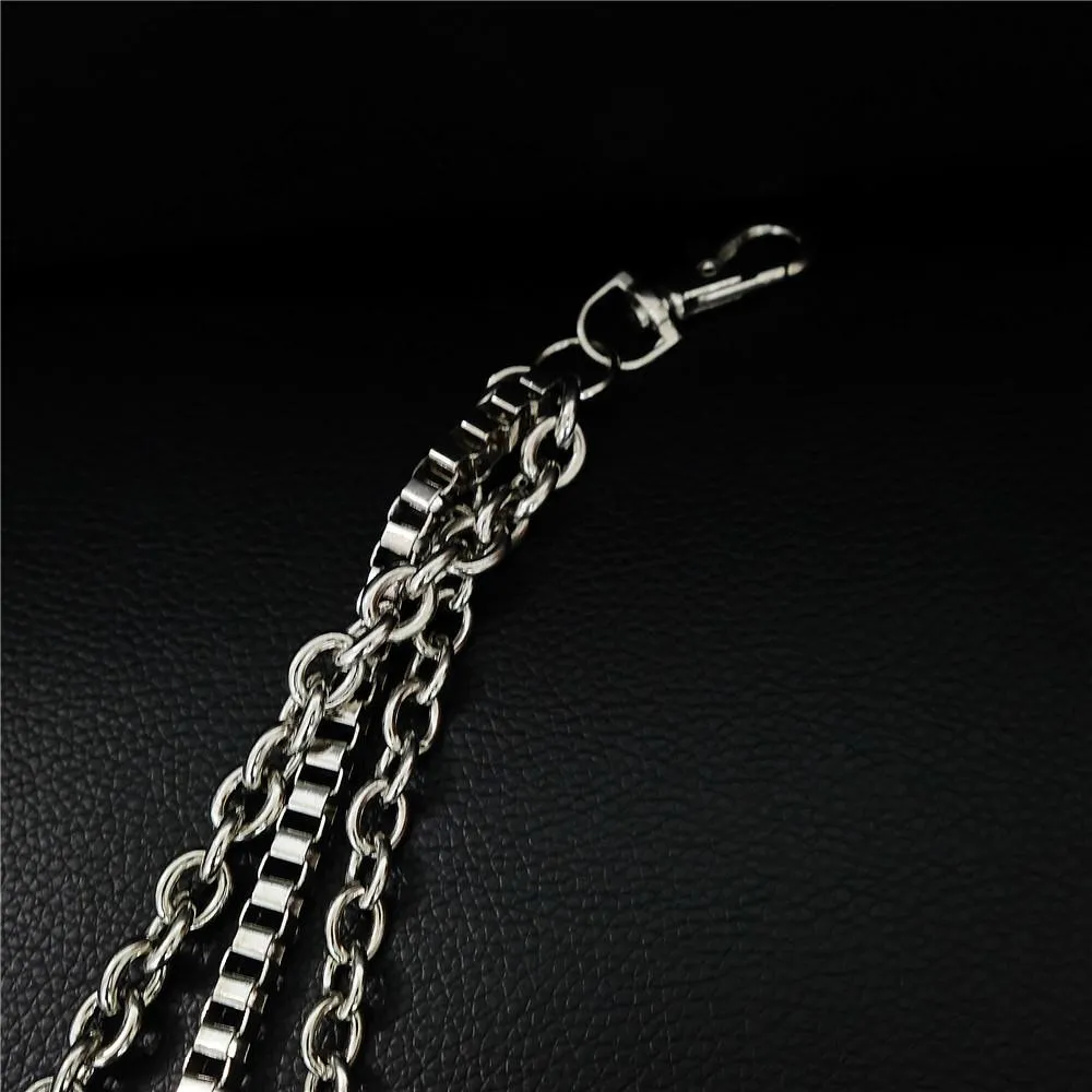 Badass Silver Triple Mens Pants Chain Biker Wallet Chain jeans chain jean chain For Men