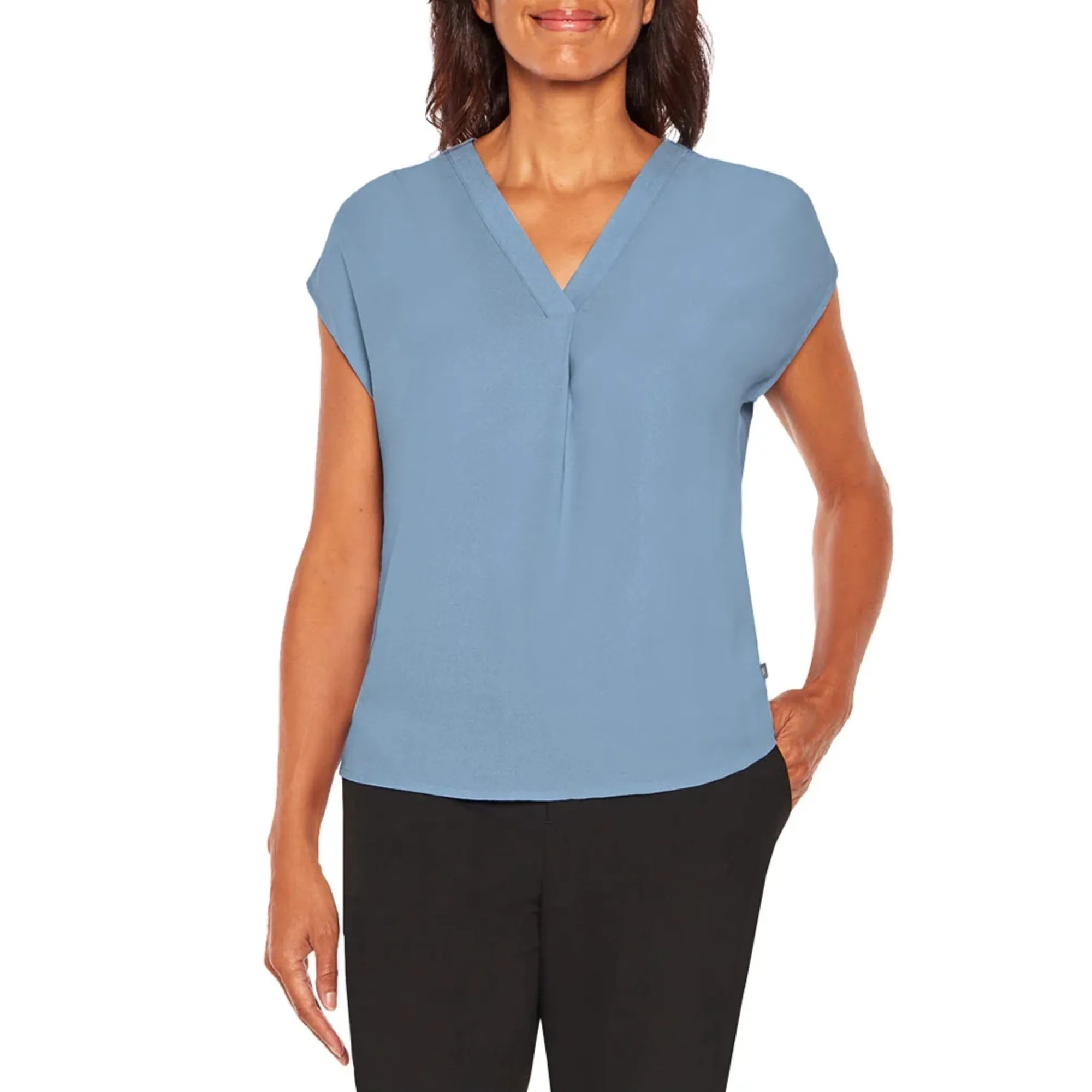 Banana Republic Women's V-Neck Front Pleat Relaxed Fit Blouse Top