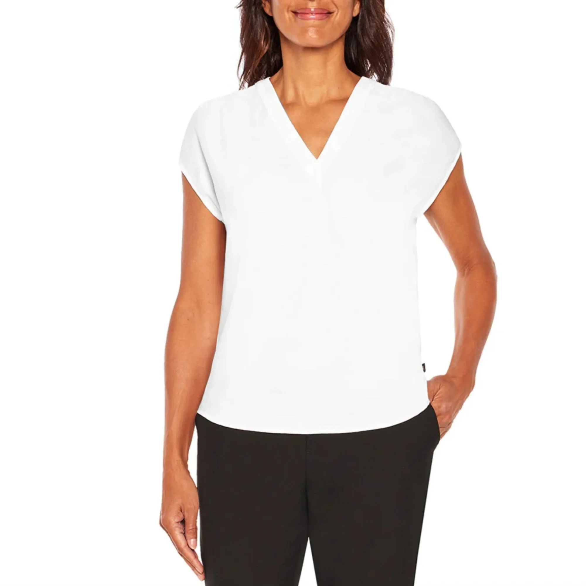 Banana Republic Women's V-Neck Front Pleat Relaxed Fit Blouse Top