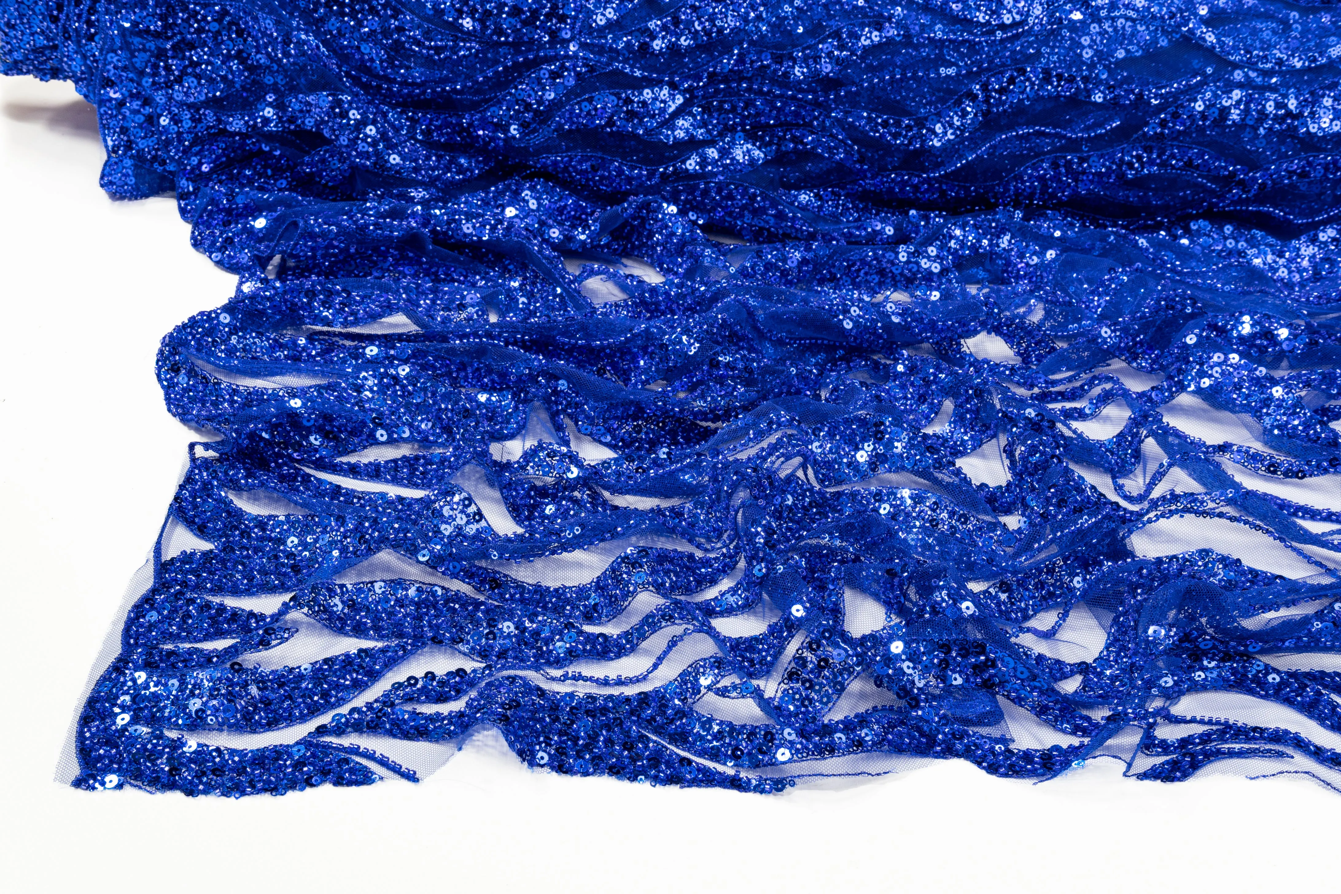 Beaded and Sequined Tulle - Royal Blue