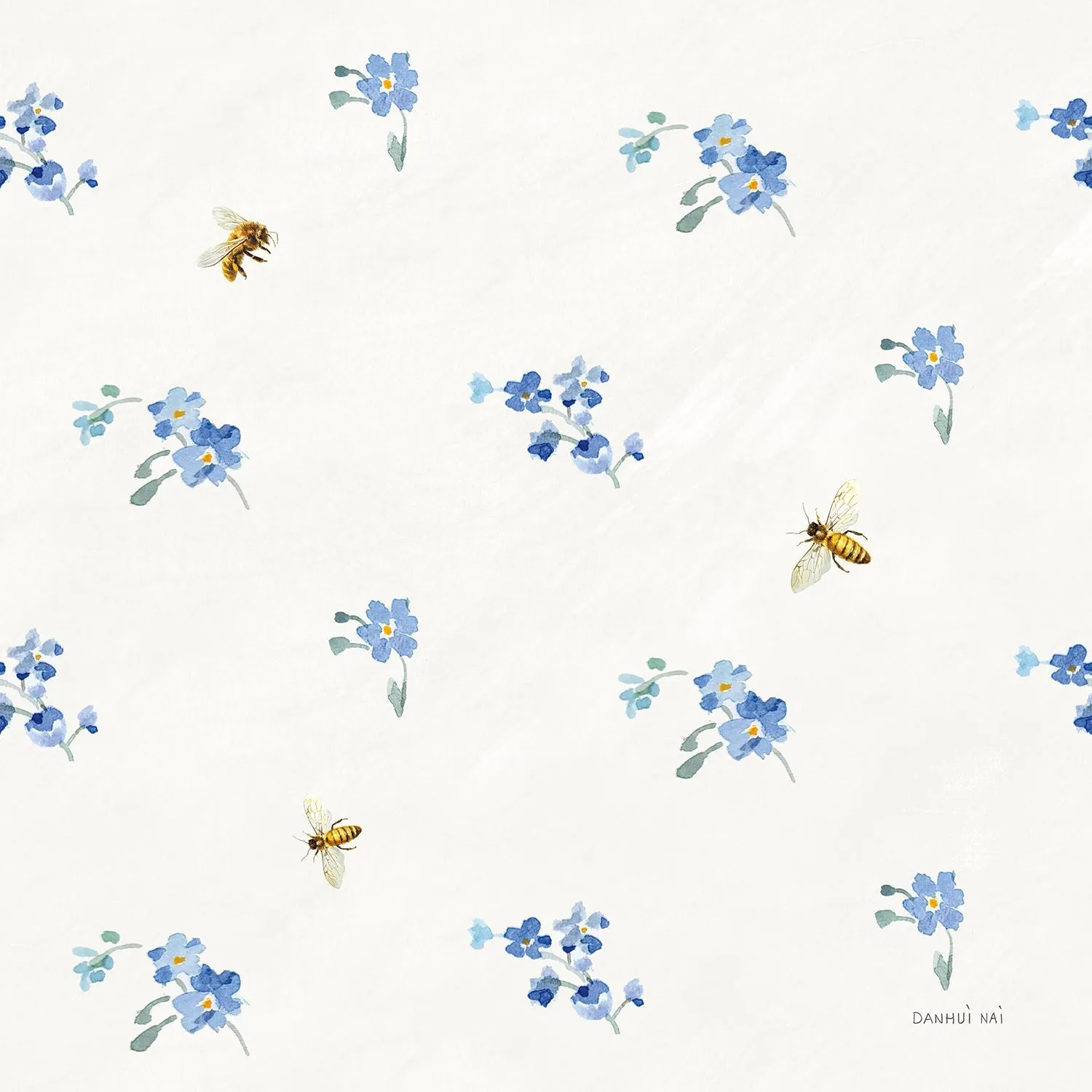 Bees and Blooms Pattern Style C, Wallpaper