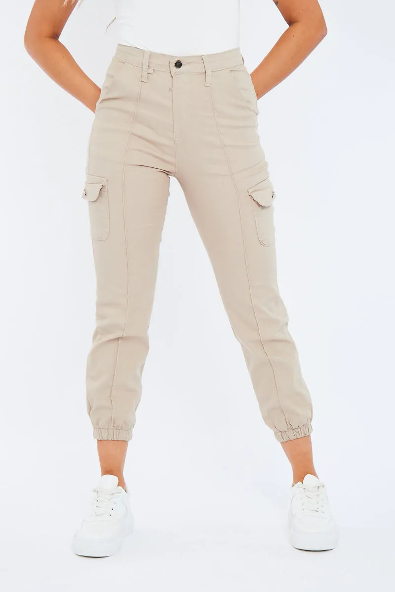 Beige Cuffed Cargo Trousers - Genesis