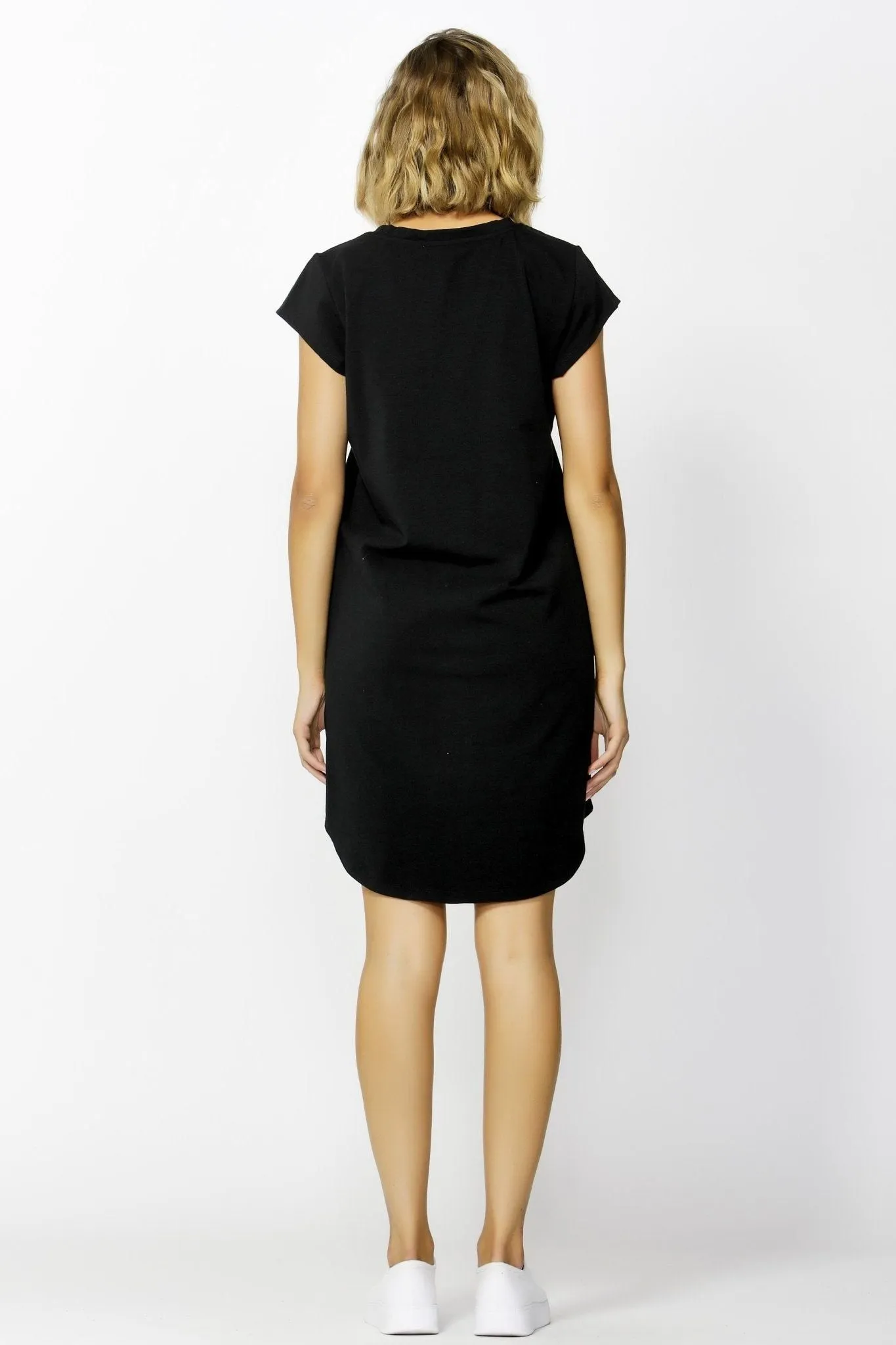 Betty Basics Ava V-Neck Mini Dress in Black