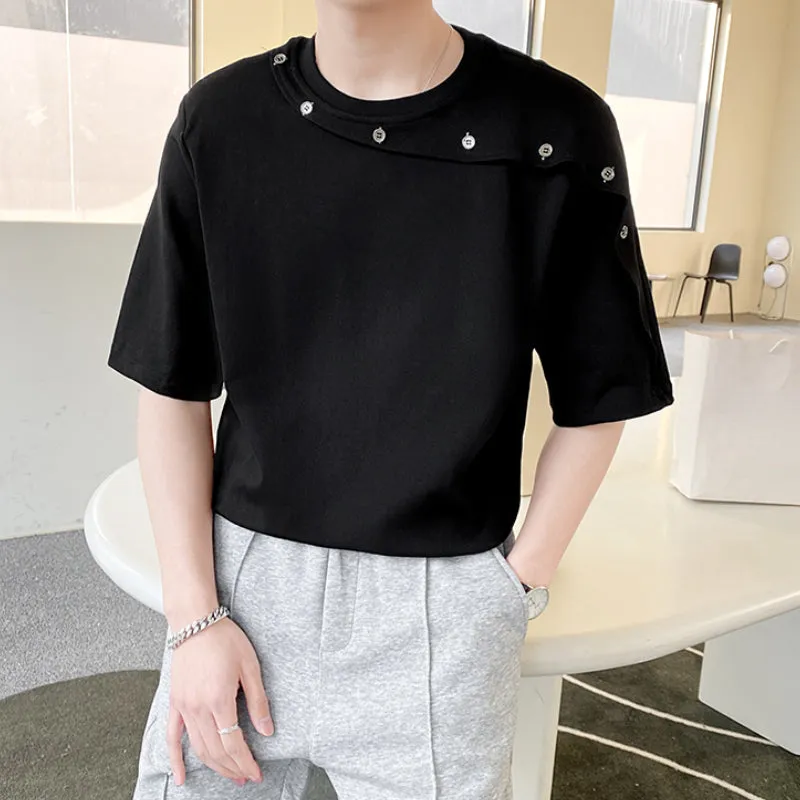 Beveled Button Short Sleeve T-Shirt