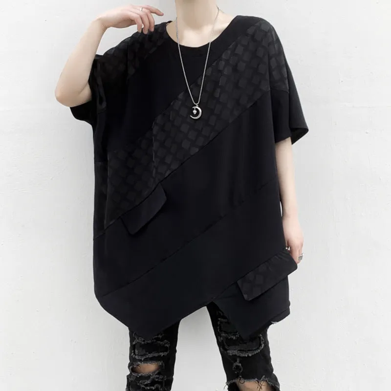 Black loose irregular T-shirt