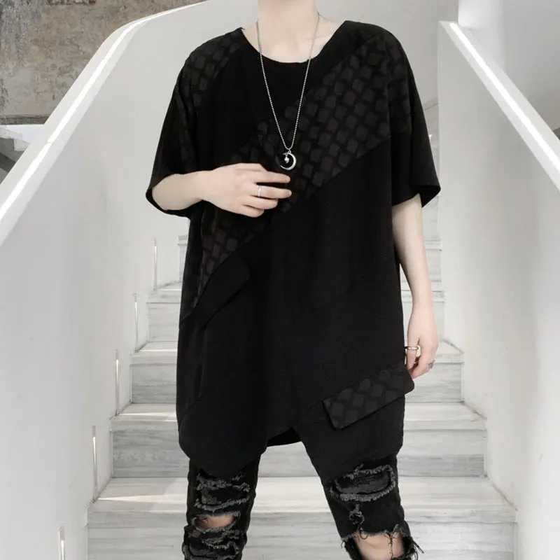 Black loose irregular T-shirt