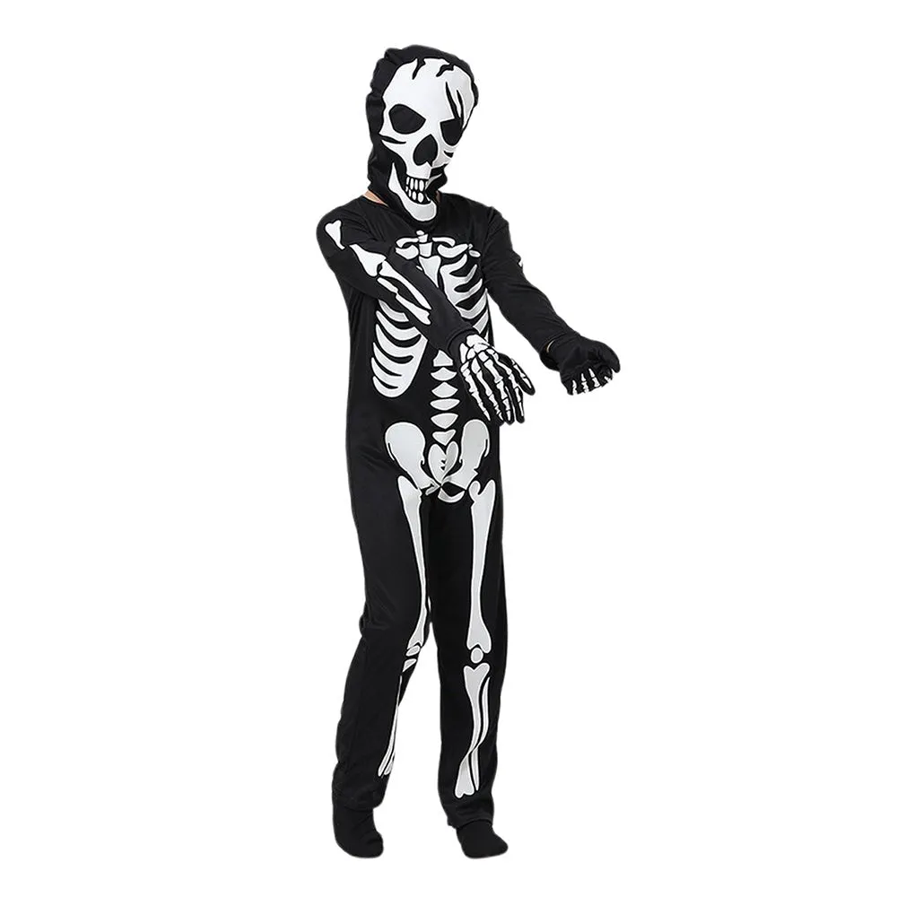 Black White Luminious Glow in Dark Skeleton Kids Halloween Costume