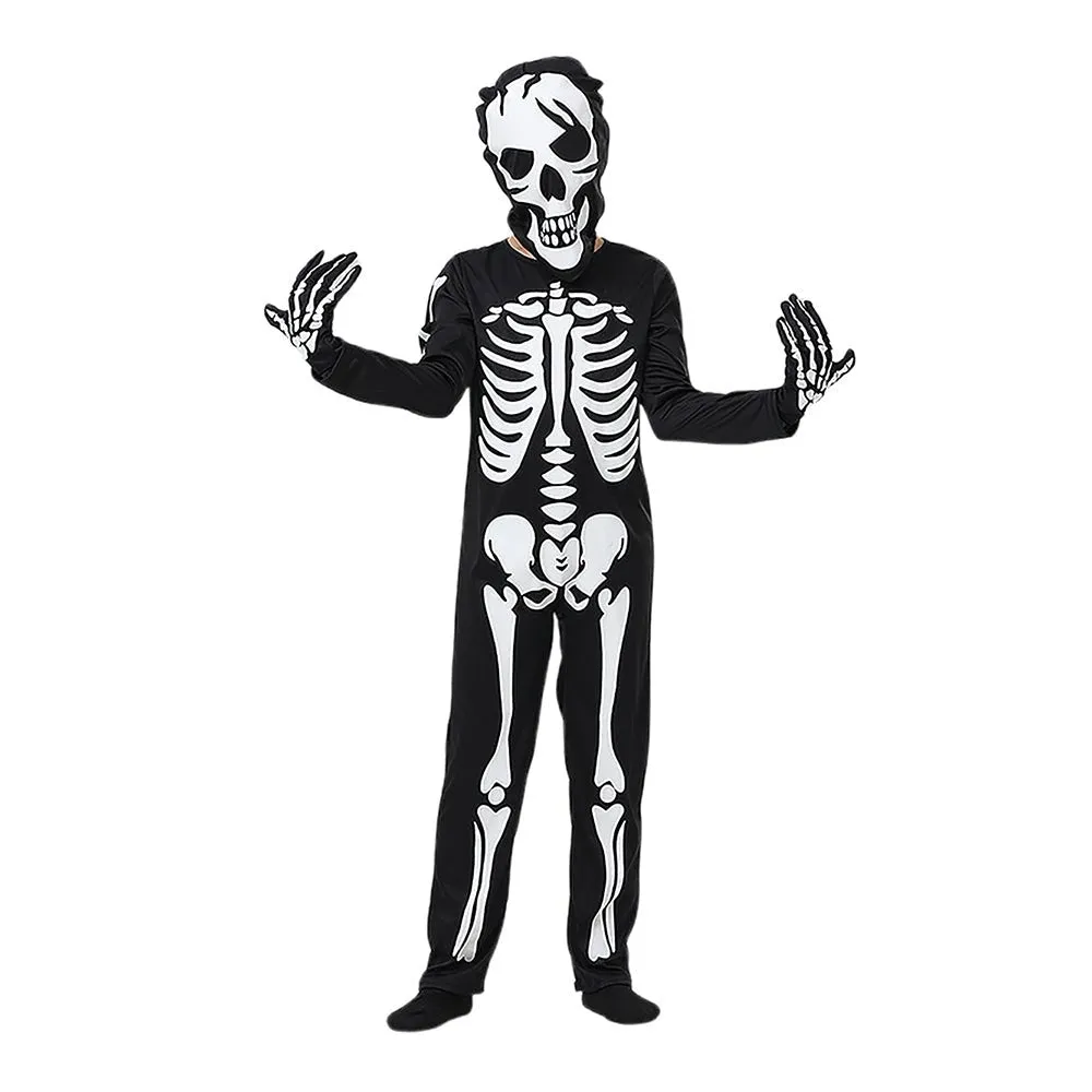 Black White Luminious Glow in Dark Skeleton Kids Halloween Costume