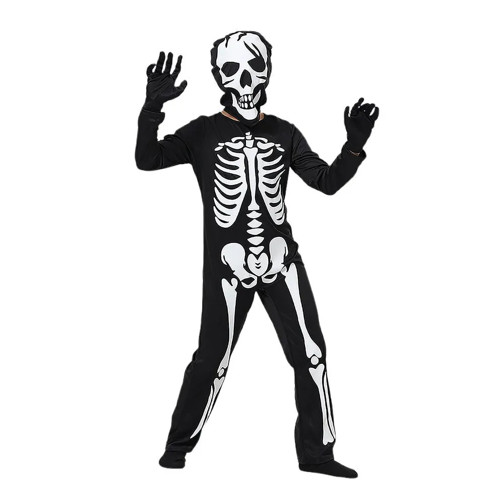 Black White Luminious Glow in Dark Skeleton Kids Halloween Costume