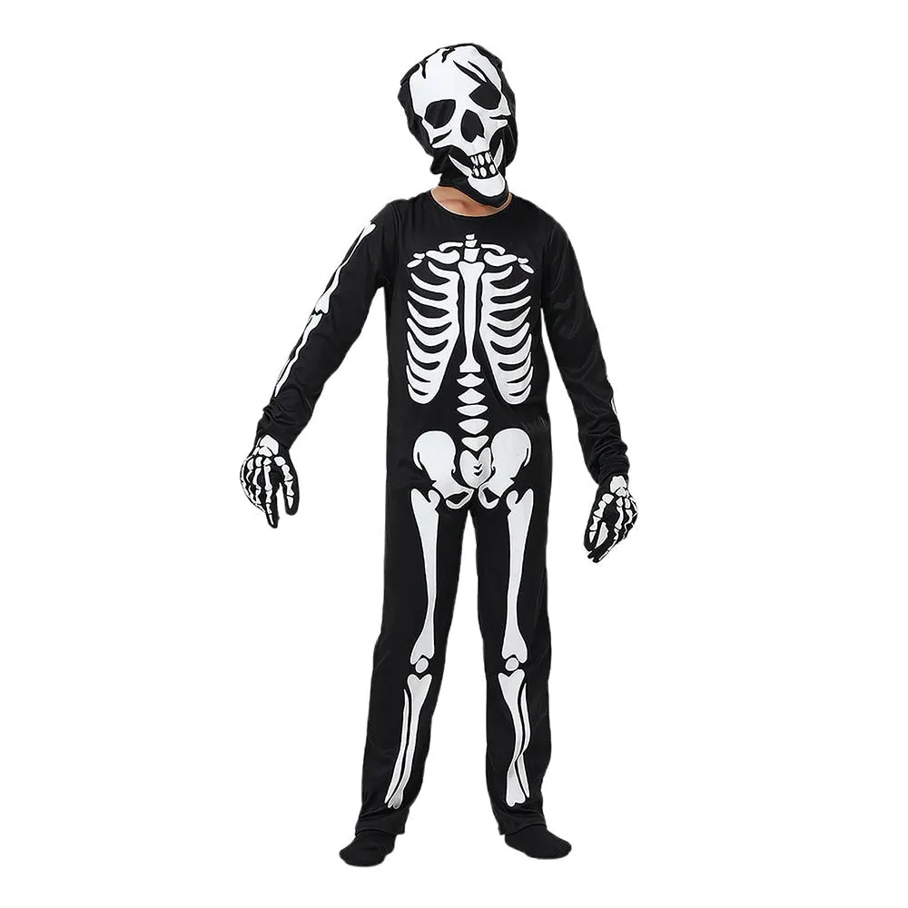 Black White Luminious Glow in Dark Skeleton Kids Halloween Costume