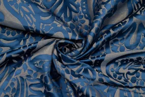 Blue and Gray Metallic French Brocade