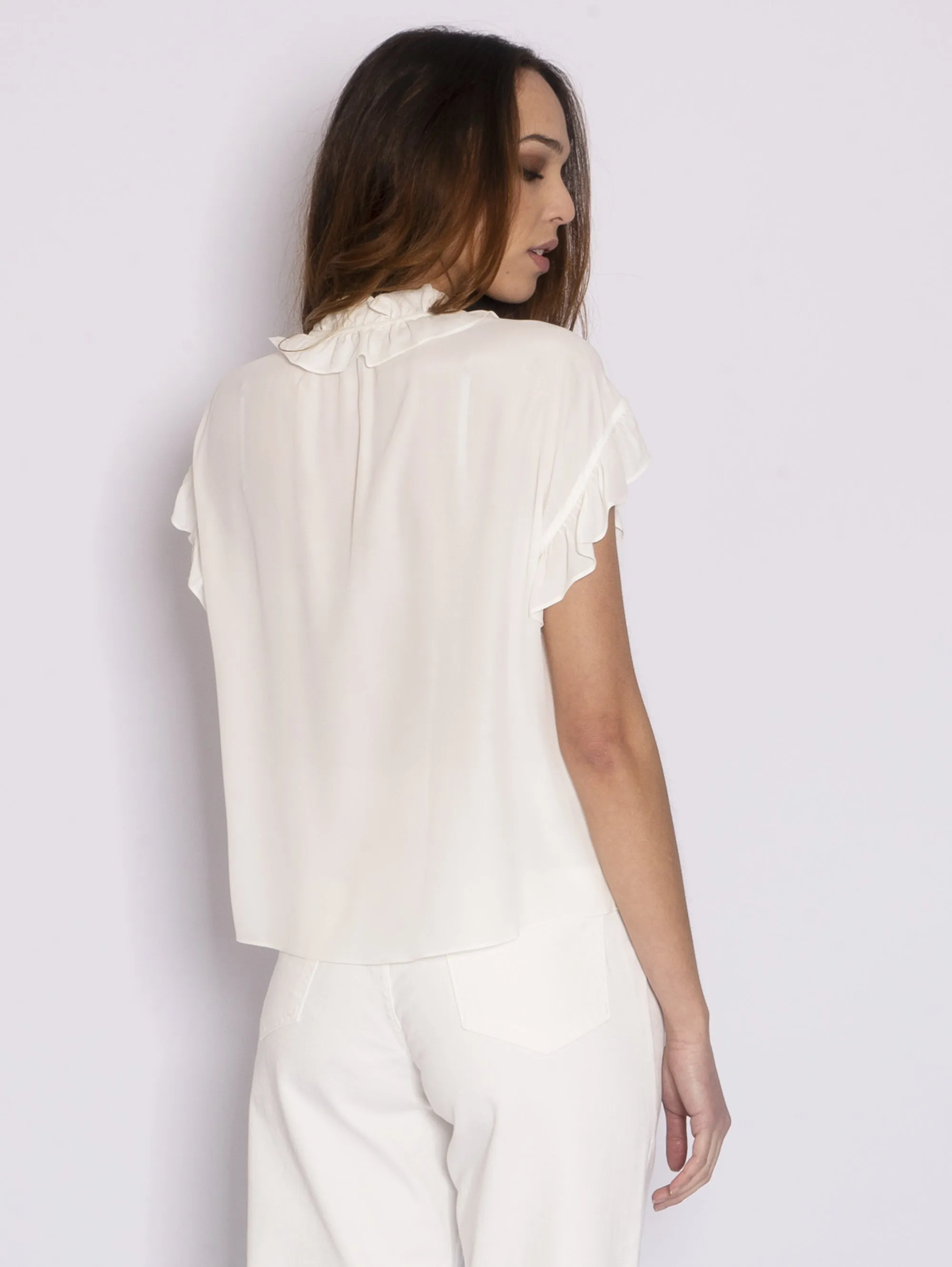 Blusa in Crepe de Chine Bianco