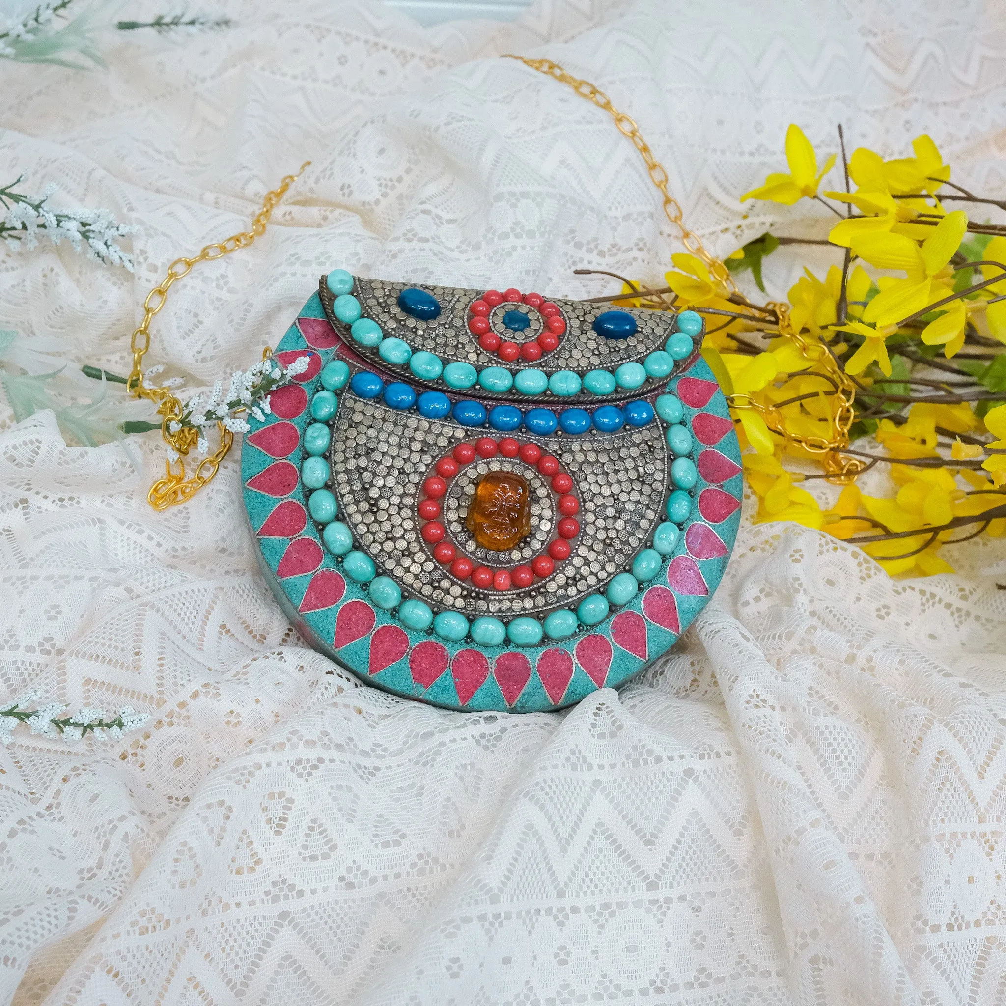 Boho Handmade Mosaic Metal Bag