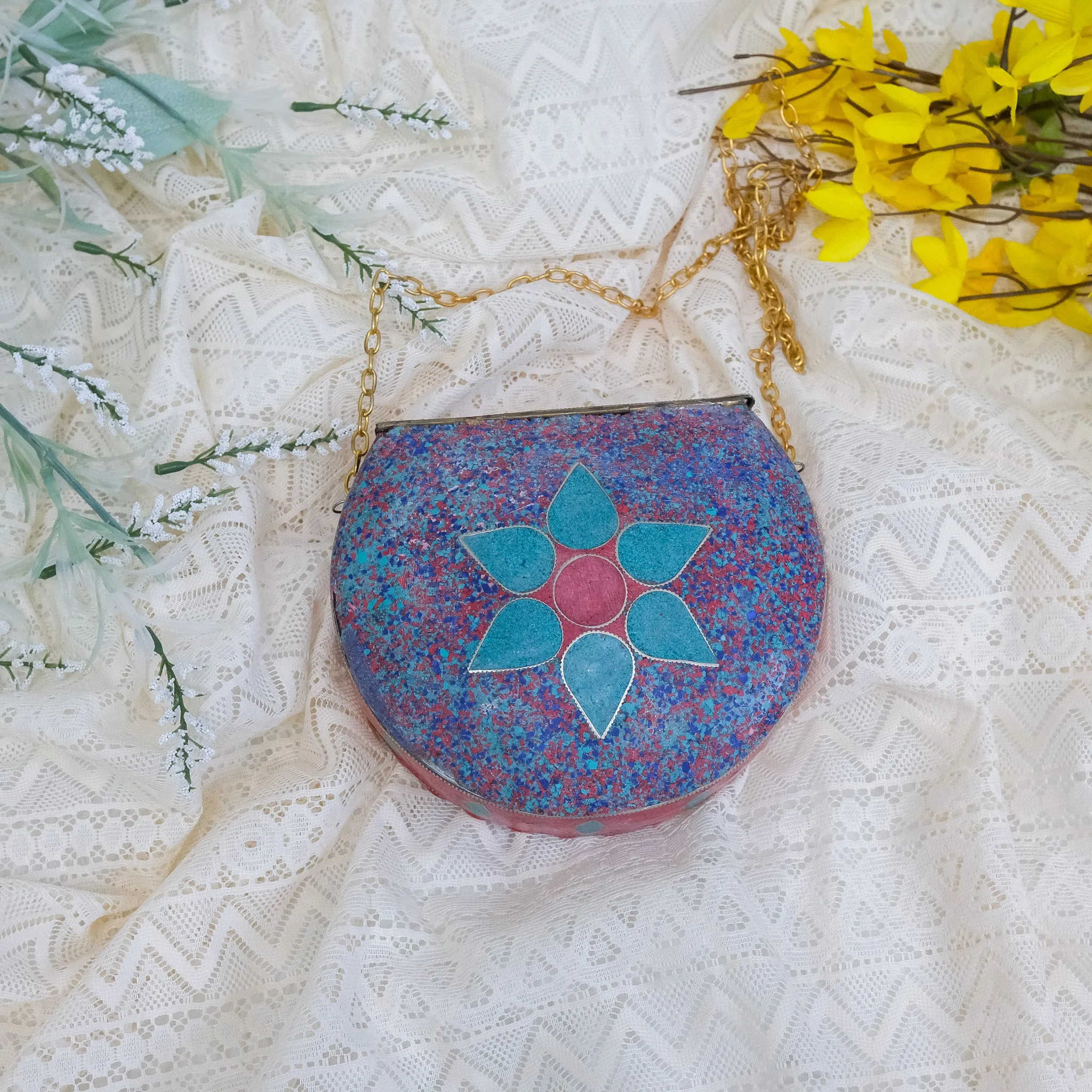 Boho Handmade Mosaic Metal Bag