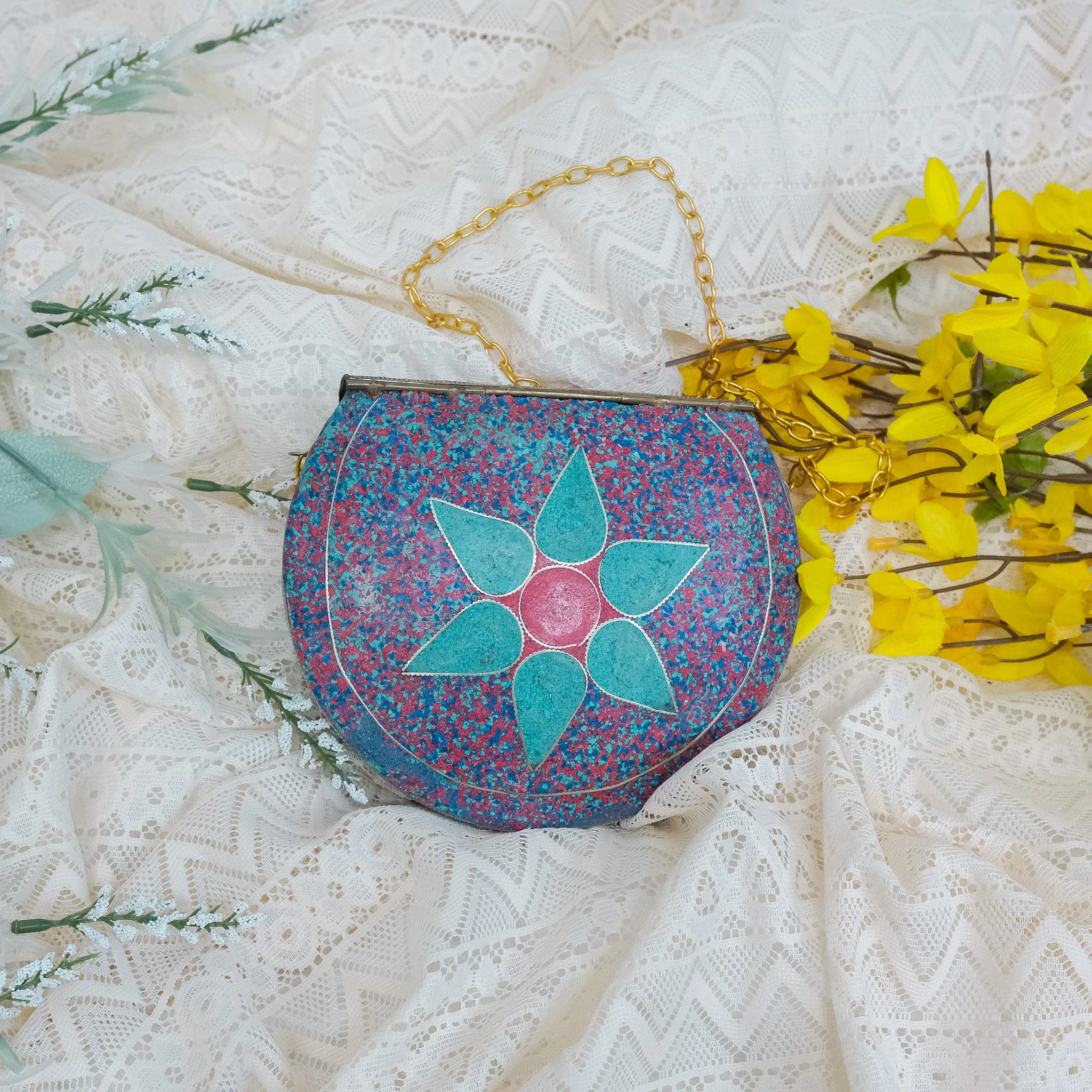 Boho Handmade Mosaic Metal Bag