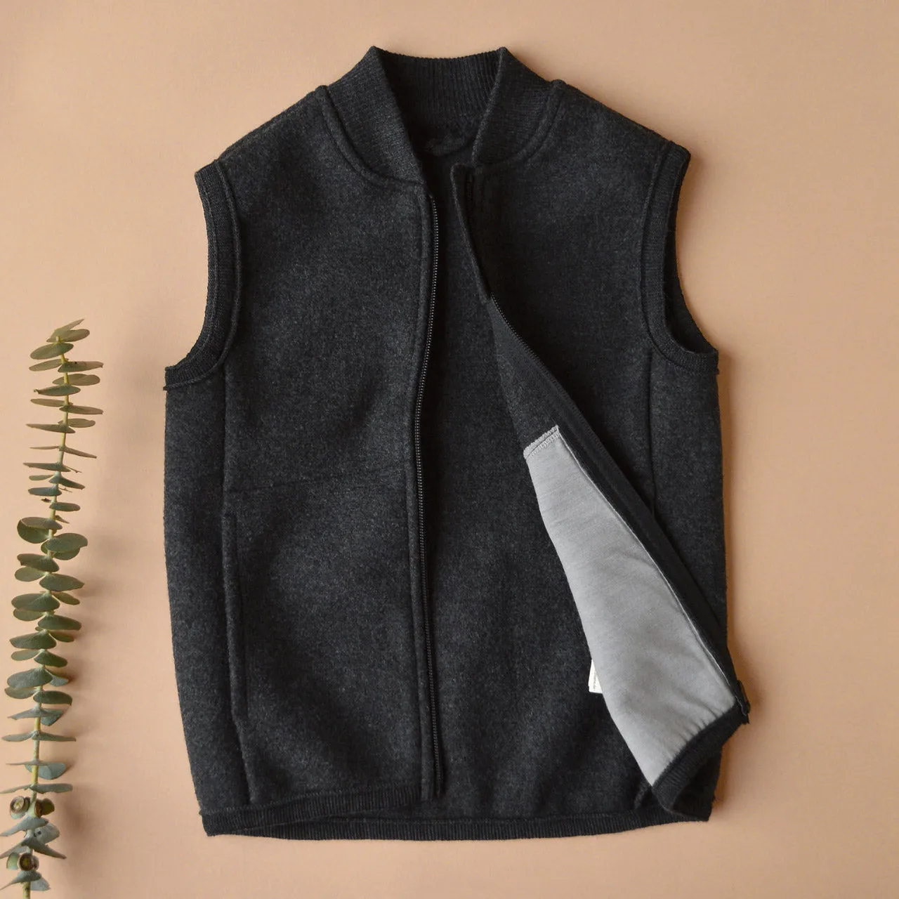 Boiled Wool Zip Vest (1-10y)