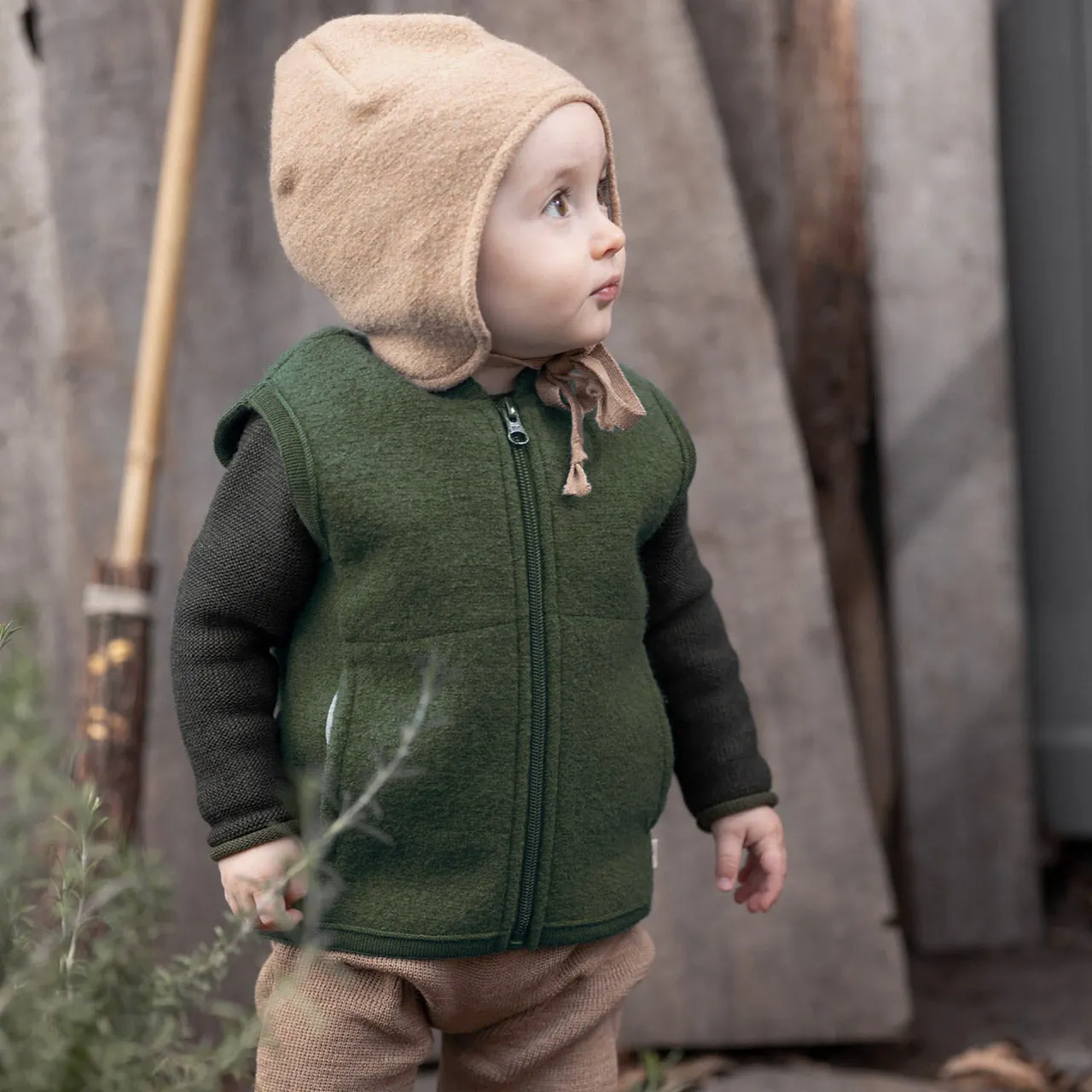 Boiled Wool Zip Vest (1-10y)