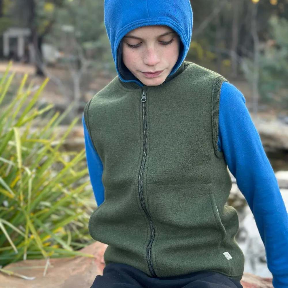 Boiled Wool Zip Vest (1-10y)