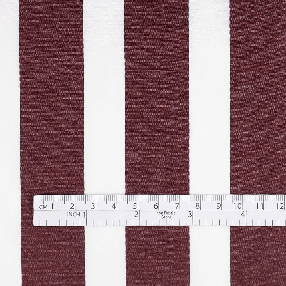 Bold Stripe Cotton Shirting - White / Wine