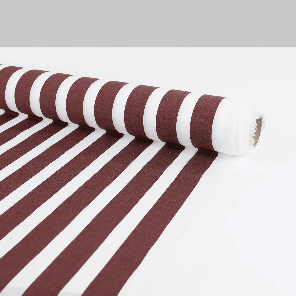 Bold Stripe Cotton Shirting - White / Wine