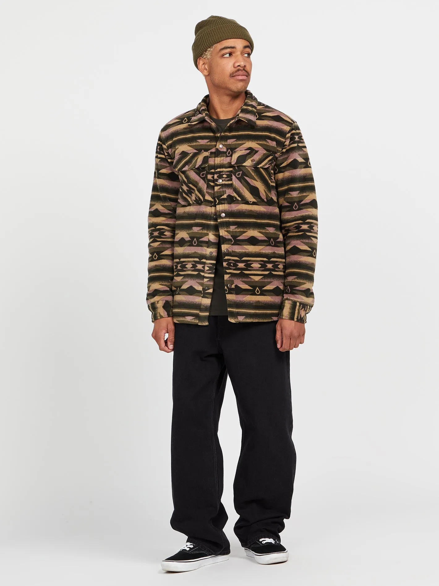 Bowered Fleece Over-shirt - MILITARY