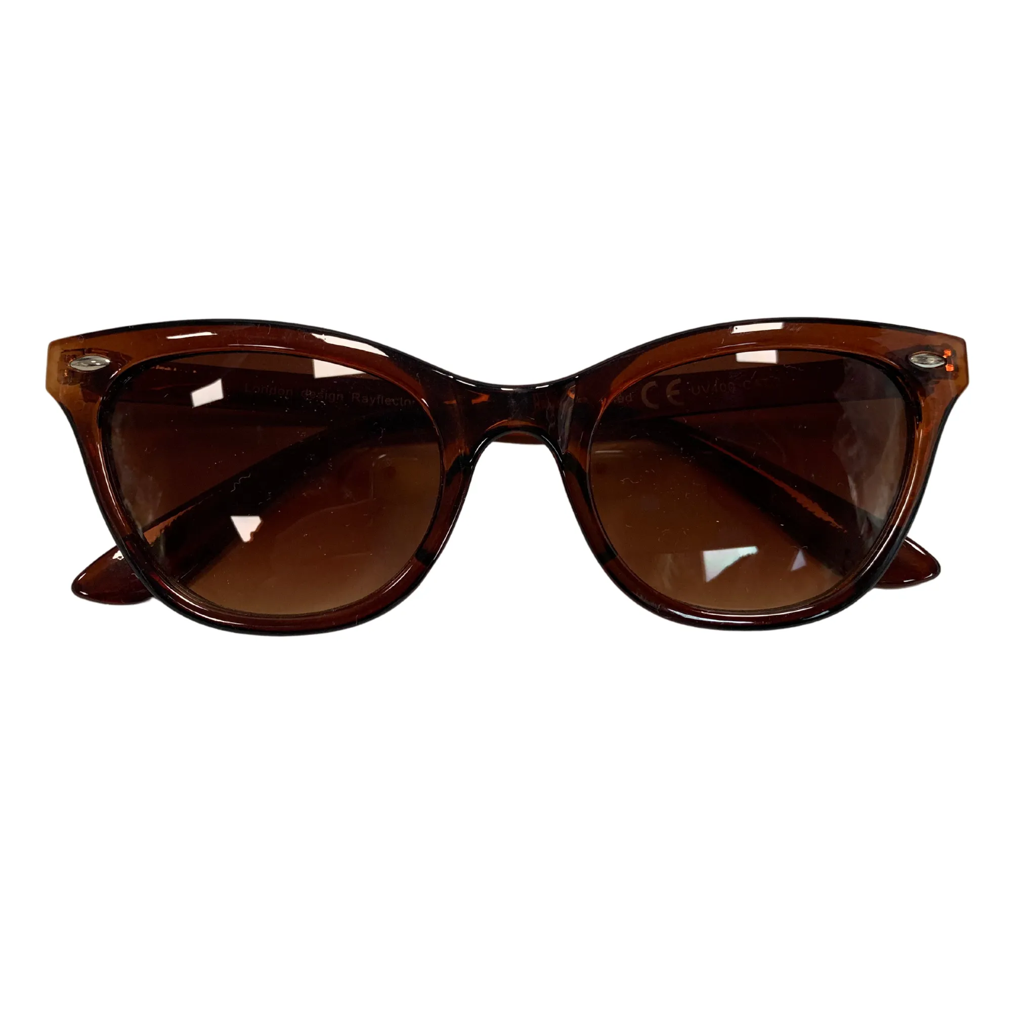 BROWN ROUND OVAL VINTAGE STYLE 60s SUNGLASSES